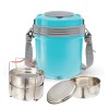 MILTON Electron Stainless Steel Tiffin Box Set, 360ml/158mm, Set of 3, Blue