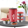 MILTON Ambition 4 Stainless Steel Tiffin, 4 Containers, 300 ml Each with Jacket, Red | Light Weight | Easy to Carry | Leak Proof | Food Grade | Odour Proof MILTON Ambition 4 Stainless Steel Tiffin, 4 Containers, 300 ml Each with Jacket, Red | Light Weight | Easy to Carry | Leak Proof | Food Grade | Odour Proof