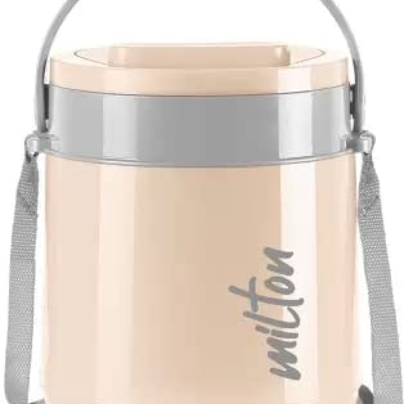 MILTON Classic Stainless Steel Tiffin with Lifter, 3 Container, 300 ml Each, Ivory | PU Insulated | Food Grade | Easy to Carry | Hot and Cold | Office | Outdoors | Food Grade
