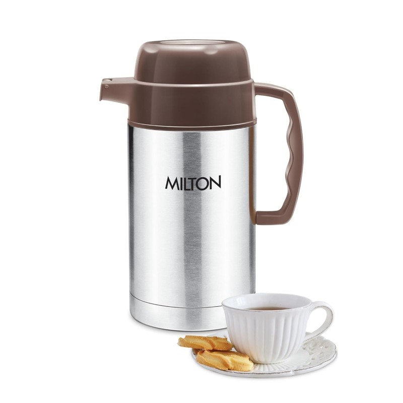 Milton Dura 1000 Stainless Steel Tuff Insulated Jug, 1000 ml, Brown | Leak Proof | Food Grade | PU Insulated | Hot and Cold
