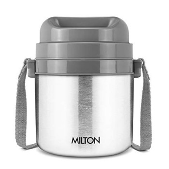 Milton Glint 3 Thermosteel Insulated Stainless Steel Tiffin Box, 900 ml, Steel Plain