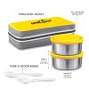 MILTON Plastic New Mini LuInch Insulated Tiffin, Set of 2, (280 Ml Each), with Jacket, Yellow Light Weight Leak Proof Easy to Carry MILTON Plastic New Mini LuInch Insulated Tiffin, Set of 2, (280 Ml Each), with Jacket, Yellow Light Weight Leak Proof Easy to Carry