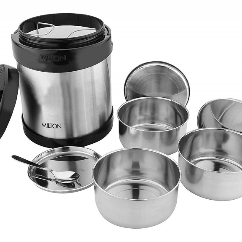 MILTON Royal 3 Insulated Steel Tiffin Box, 1.8 l,Steel Plain