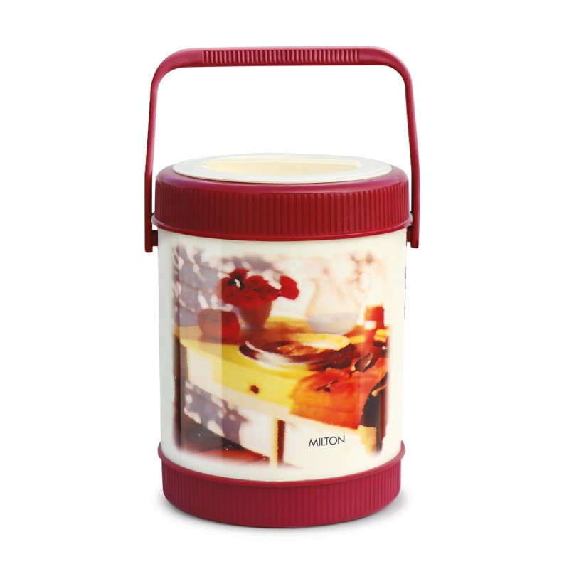 MILTON Sheriff Tiffin 4 Stainless Steel Containers, 3 litres, Orange | PU Insulated | Food Grade | Easy to Carry | Hot and Cold | Office | Outdoors | Food Grade