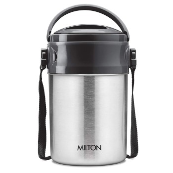MILTON Steel On 4 Tier Insulated Tiffin Box, Silver