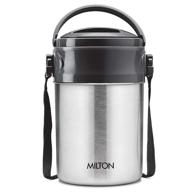 MILTON Steel On 4 Tier Insulated Tiffin Box, Silver
