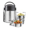 MILTON Steel On 4 Tier Insulated Tiffin Box, Silver