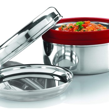 Milton Supreme Big Single Container Snacks Box, (KT-067 Steel Plain) Color may vary