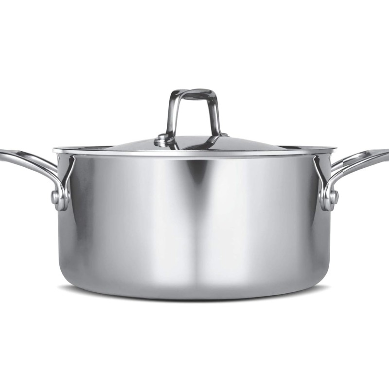 MILTON Pro cook Triply Stainless Steel Casserole with Lid, 22 cm / 4 Litre- Silver | 3 Years Warranty