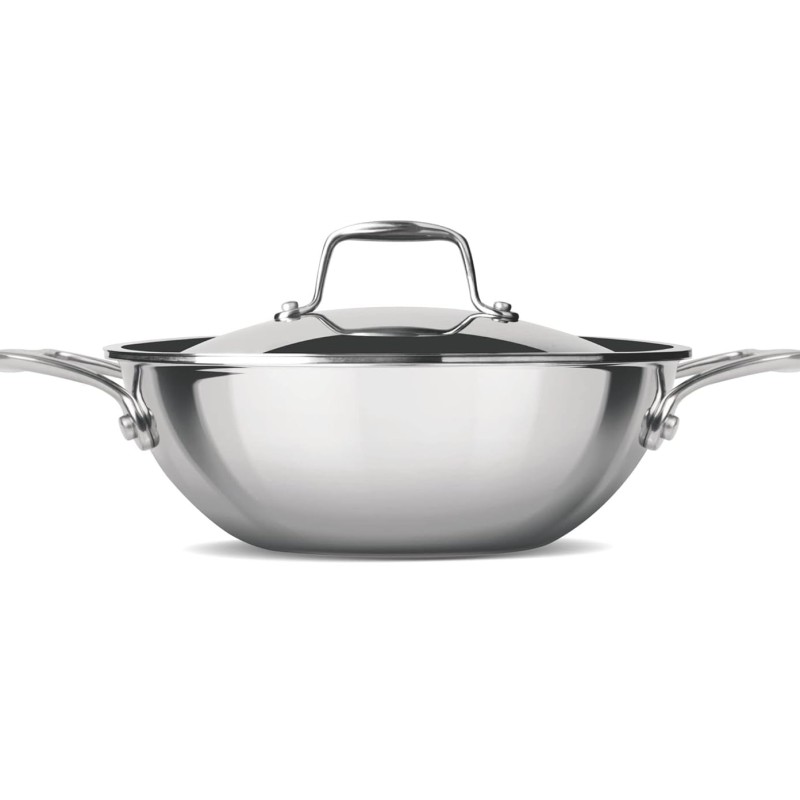 MILTON Pro cook Triply Stainless Steel Kadhai with Lid, 22 cm / 2.2 Litre- Silver| 3 Years Warranty