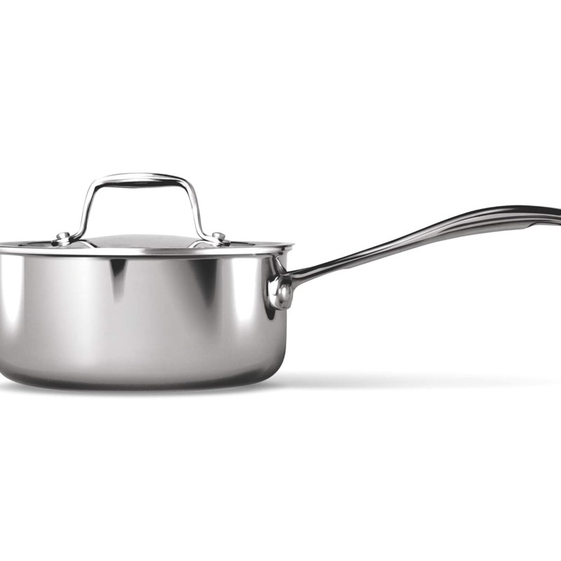 Milton Pro Cook Triply Stainless Steel Sauce Pan with Lid, 18 cm / 2.2 Litre | 3 Years Warranty