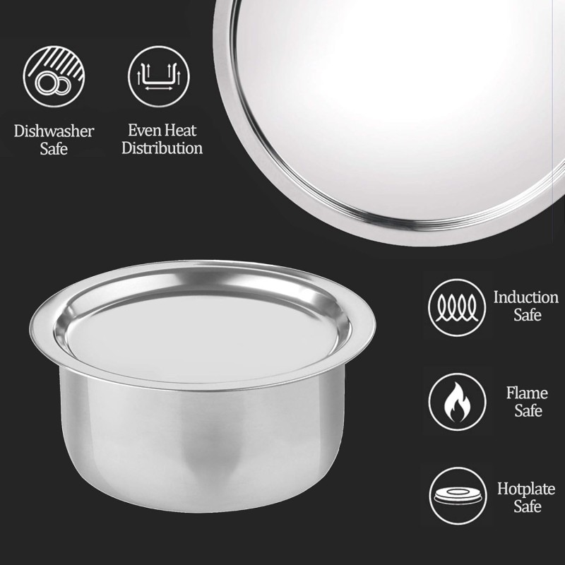 Milton Pro Cook Triply Stainless Steel Induction Tope with Lid, 14 cm / 1.1 Litre | 3 Years Warranty