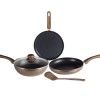 Nouvetta Andria Non-Stick Cookware Set of 5 peices (Dosa Tawa, Kadhai,Frying Pan, Glass Lid,Serving Spoon), Thickness of 3 mm, Coffee Nouvetta Andria Non-Stick Cookware Set of 5 peices (Dosa Tawa, Kadhai,Frying Pan, Glass Lid,Serving Spoon), Thickness of 3 mm, Coffee