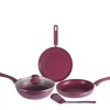 Nouvetta Andria Non-Stick Cookware Set of 5 peices (Dosa Tawa, Kadhai,Frying Pan, Glass Lid,Serving Spoon), Thickness of 3 mm, Maroon Nouvetta Andria Non-Stick Cookware Set of 5 peices (Dosa Tawa, Kadhai,Frying Pan, Glass Lid,Serving Spoon), Thickness of 3 mm, Maroon