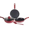 Nouvetta Andria Non-Stick Cookware Set of 5 peices (Dosa Tawa, Kadhai,Frying Pan, Glass Lid,Serving Spoon), Thickness of 3 mm, Red Nouvetta Andria Non-Stick Cookware Set of 5 peices (Dosa Tawa, Kadhai,Frying Pan, Glass Lid,Serving Spoon), Thickness of 3 mm, Red