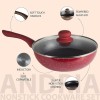 Nouvetta Andria Non-Stick Cookware Set of 5 peices (Dosa Tawa, Kadhai,Frying Pan, Glass Lid,Serving Spoon), Thickness of 3 mm, Red Nouvetta Andria Non-Stick Cookware Set of 5 peices (Dosa Tawa, Kadhai,Frying Pan, Glass Lid,Serving Spoon), Thickness of 3 mm, Red
