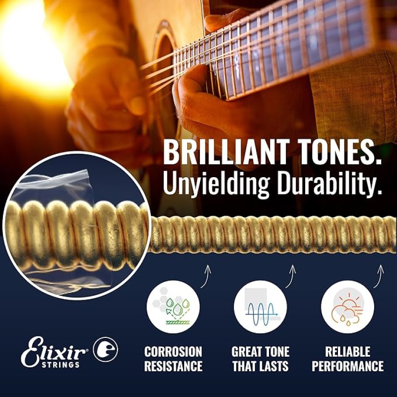 Elixir Light Nanoweb 80/20 Bronze Acoustic Guitar Strings