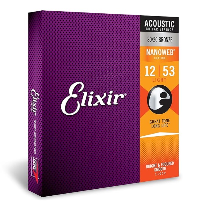 Elixir Light Nanoweb 80/20 Bronze Acoustic Guitar Strings