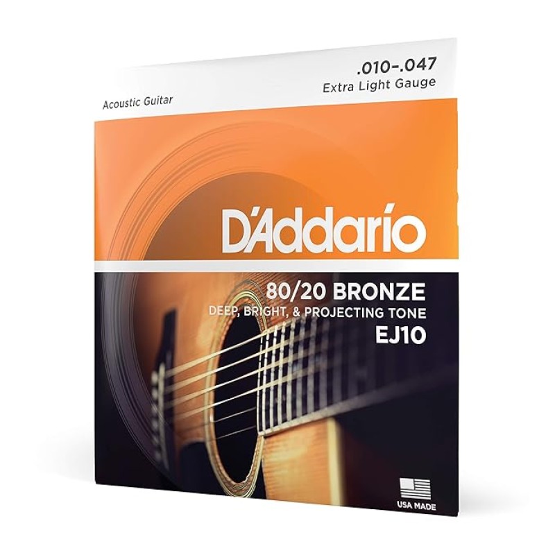 D'Addario EJ10 Bronze Acoustic 10-47 Extra Light Guitar Strings D'Addario EJ10 Bronze Acoustic 10-47 Extra Light Guitar Strings