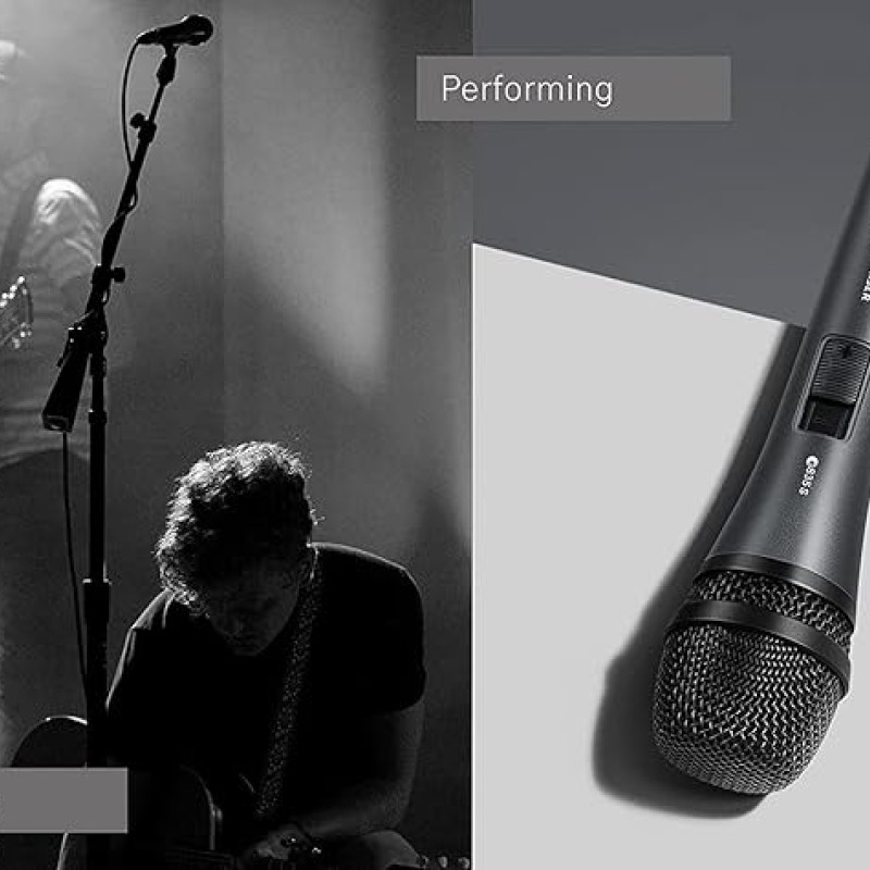 Sennheiser E835-S Dynamic Cardioid Live Handheld vocal Microphone for Vocalist, Singers and Performers.Also used in Home Recording, Semi-Pro Studios and Live Sound (Grey)