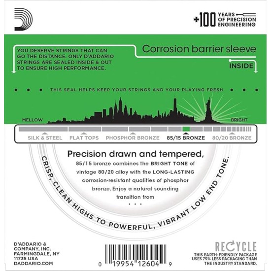 D'Addario Guitar Strings - Acoustic Guitar Strings - 85/15 Bronze - For 6 String Guitar - Full, Bright Tone - EZ890 - Super Light, 9-45 D'Addario Guitar Strings - Acoustic Guitar Strings - 85/15 Bronze - For 6 String Guitar - Full, Bright Tone - EZ890 - Super Light, 9-45