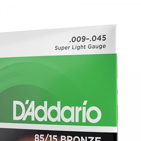 D'Addario Guitar Strings - Acoustic Guitar Strings - 85/15 Bronze - For 6 String Guitar - Full, Bright Tone - EZ890 - Super Light, 9-45 D'Addario Guitar Strings - Acoustic Guitar Strings - 85/15 Bronze - For 6 String Guitar - Full, Bright Tone - EZ890 - Super Light, 9-45