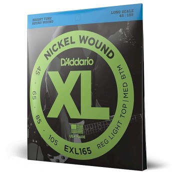 D'Addario EXL165 Nickel Wound 45-105 Custom Light Bass Guitar Strings