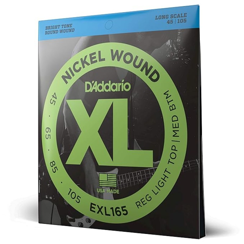 D'Addario EXL165 Nickel Wound 45-105 Custom Light Bass Guitar Strings D'Addario EXL165 Nickel Wound 45-105 Custom Light Bass Guitar Strings