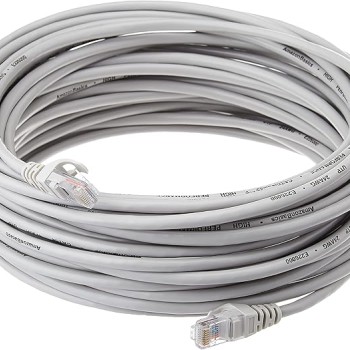 Amazon Basics RJ45 Cat-5e Network Ethernet Patch/LAN Cable for Router – 50 Feet (15.2 Meters), White