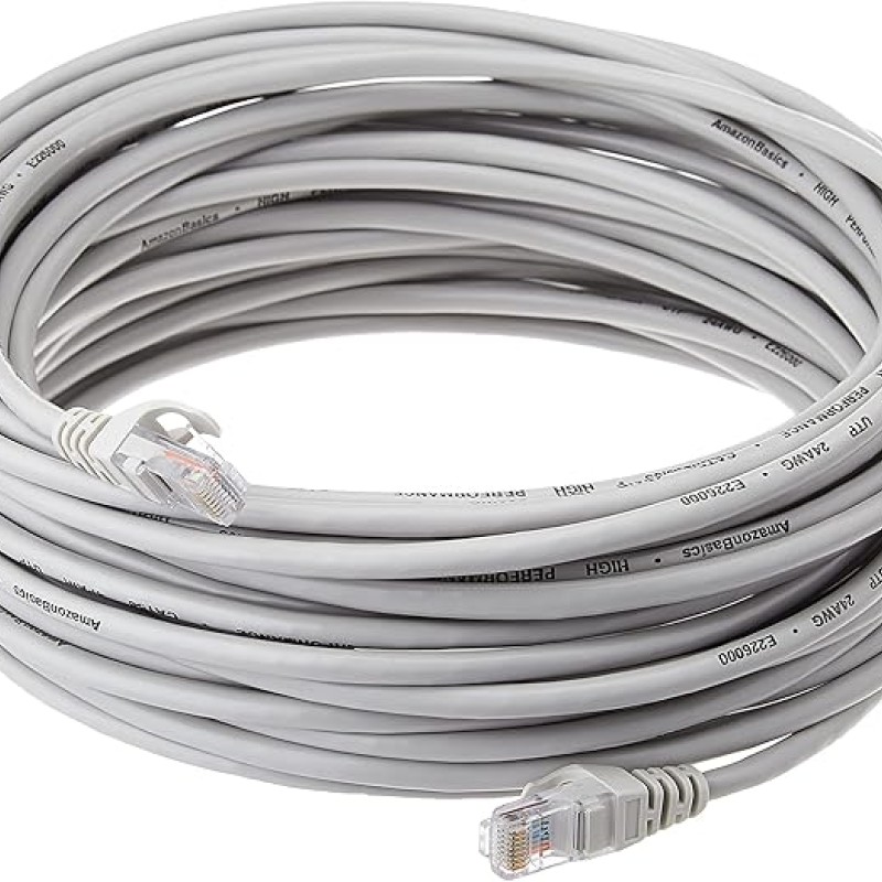 Amazon Basics RJ45 Cat-5e Network Ethernet Patch/LAN Cable for Router – 50 Feet (15.2 Meters), White