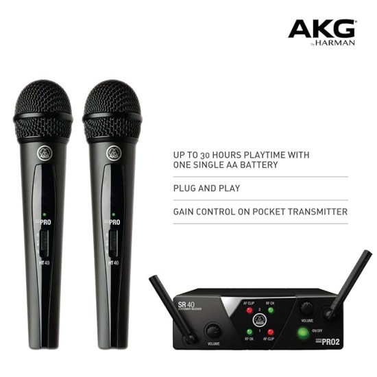 AKG WMS40 Mini Dual Vocal Set US45A/C Wireless Microphone System AKG WMS40 Mini Dual Vocal Set US45A/C Wireless Microphone System