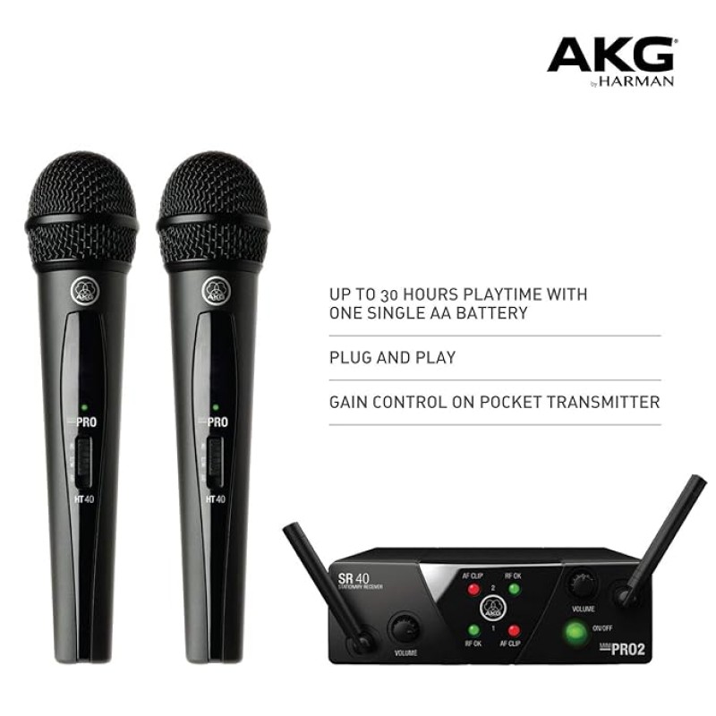 AKG WMS40 Mini Dual Vocal Set US45A/C Wireless Microphone System AKG WMS40 Mini Dual Vocal Set US45A/C Wireless Microphone System