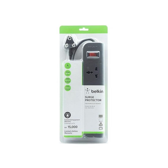 Belkin Essential Series F9E400zb1.5MGRY 4-Socket Surge Protector