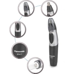 Panasonic ER417K44B Cordless Nose and Hair Battery Operated Ergonomic Design Trimmer for Men, Black