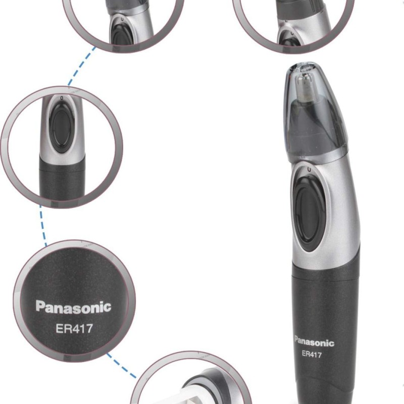 Panasonic ER417K44B Cordless Nose and Hair Battery Operated Ergonomic Design Trimmer for Men, Black Panasonic ER417K44B Cordless Nose and Hair Battery Operated Ergonomic Design Trimmer for Men, Black
