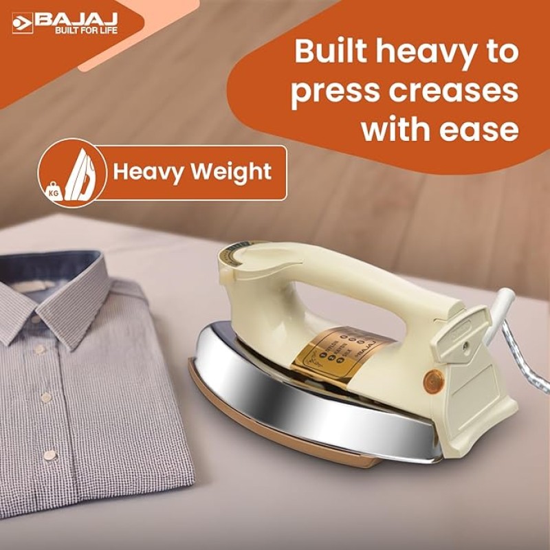 Bajaj DHX-9 1000W Heavy Weight Dry Iron | Advance Soleplate And Anti-Bacterial German Coating Technology | Cord Organizer | Multiple Temperature Levels | Bajaj DHX-9 1000W Heavy Weight Dry Iron | Advance Soleplate And Anti-Bacterial German Coating Technology | Cord Organizer | Multiple Temperature Levels |