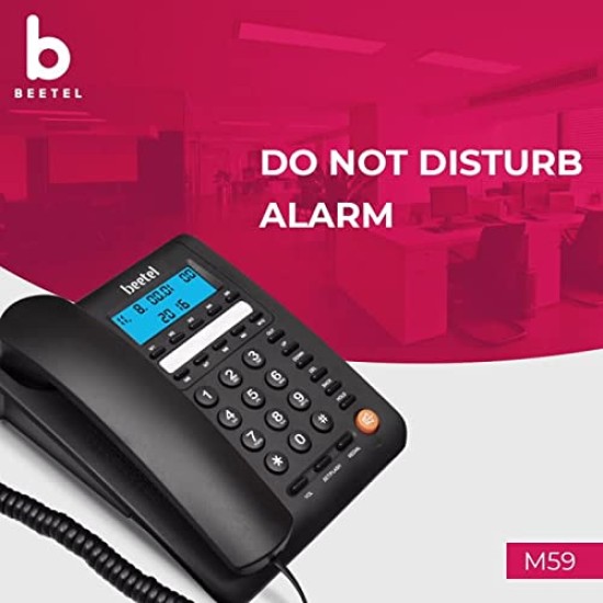 Beetel M59 Caller ID Corded Landline Phone with 16 Digit LCD Display & Adjustable contrast,10 One Touch Memory Buttons,2Ways Speaker Phone,Music On Hold,Solid Build Quality,Classic Design (Black)(M59)