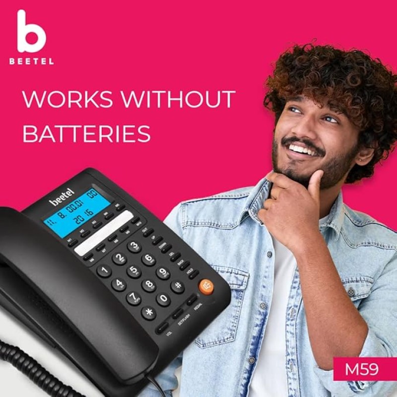 Beetel M59 Caller ID Corded Landline Phone with 16 Digit LCD Display & Adjustable contrast,10 One Touch Memory Buttons,2Ways Speaker Phone,Music On Hold,Solid Build Quality,Classic Design (Black)(M59) Beetel M59 Caller ID Corded Landline Phone with 16 Digit LCD Display & Adjustable contrast,10 One Touch Memory Buttons,2Ways Speaker Phone,Music On Hold,Solid Build Quality,Classic Design (Black)(M59)