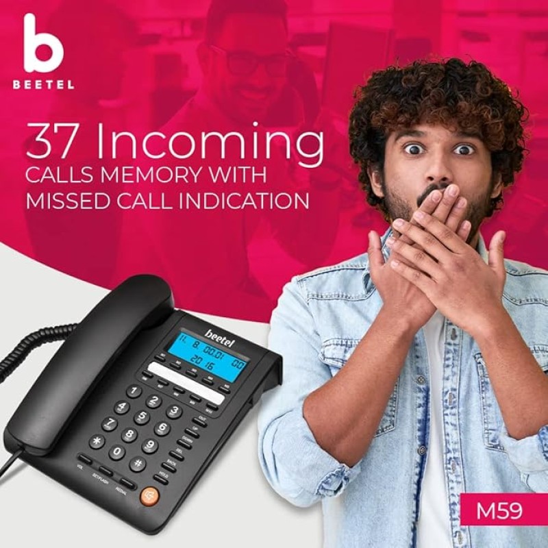 Beetel M59 Caller ID Corded Landline Phone with 16 Digit LCD Display & Adjustable contrast,10 One Touch Memory Buttons,2Ways Speaker Phone,Music On Hold,Solid Build Quality,Classic Design (Black)(M59) Beetel M59 Caller ID Corded Landline Phone with 16 Digit LCD Display & Adjustable contrast,10 One Touch Memory Buttons,2Ways Speaker Phone,Music On Hold,Solid Build Quality,Classic Design (Black)(M59)