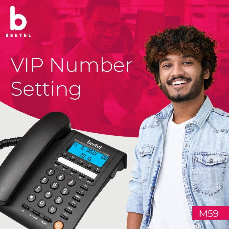 Beetel M59 Caller ID Corded Landline Phone with 16 Digit LCD Display & Adjustable contrast,10 One Touch Memory Buttons,2Ways Speaker Phone,Music On Hold,Solid Build Quality,Classic Design (Black)(M59) Beetel M59 Caller ID Corded Landline Phone with 16 Digit LCD Display & Adjustable contrast,10 One Touch Memory Buttons,2Ways Speaker Phone,Music On Hold,Solid Build Quality,Classic Design (Black)(M59)