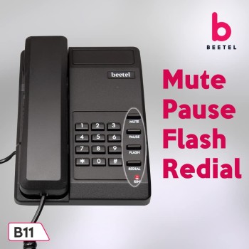 Beetel B11 Corded Landline Phone, Ringer Volume Control, LED for Ring Indication, Wall/Desk Mountable, Classic Design, Clear Call Quality, Mute/Pause/Flash/Redial Function (Made in India)(Black)(B11) Beetel B11 Corded Landline Phone, Ringer Volume Control, LED for Ring Indication, Wall/Desk Mountable, Classic Design, Clear Call Quality, Mute/Pause/Flash/Redial Function (Made in India)(Black)(B11)