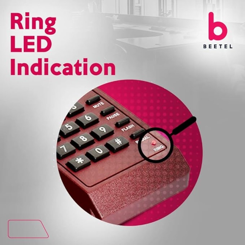 Beetel B11 Corded Landline Phone, Ringer Volume Control, LED for Ring Indication, Wall/Desk Mountable, Classic Design,Clear Call Quality,Mute/Pause/Flash/Redial Function (Made In India)(Dark Red)(B11)