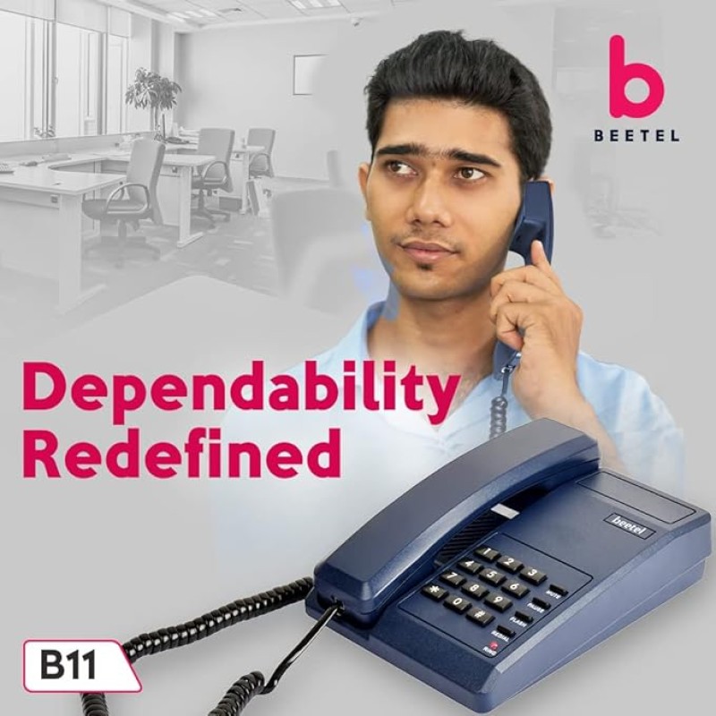 Beetel B11 Corded Landline Phone, Ringer Volume Control, LED for Ring Indication, Wall/Desk Mountable, Classic Design,Clear Call Quality,Mute/Pause/Flash/Redial Function (Made In India)(Dark Red)(B11)
