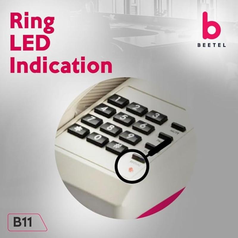 Beetel B11 Corded Landline Phone, Ringer Volume Control, LED Ring Indication, Wall/Desk Mountable, Classic Design, Clear Call Quality, Mute/Pause/Flash/Redial Function (Made in India)(Warm Grey)(B11)