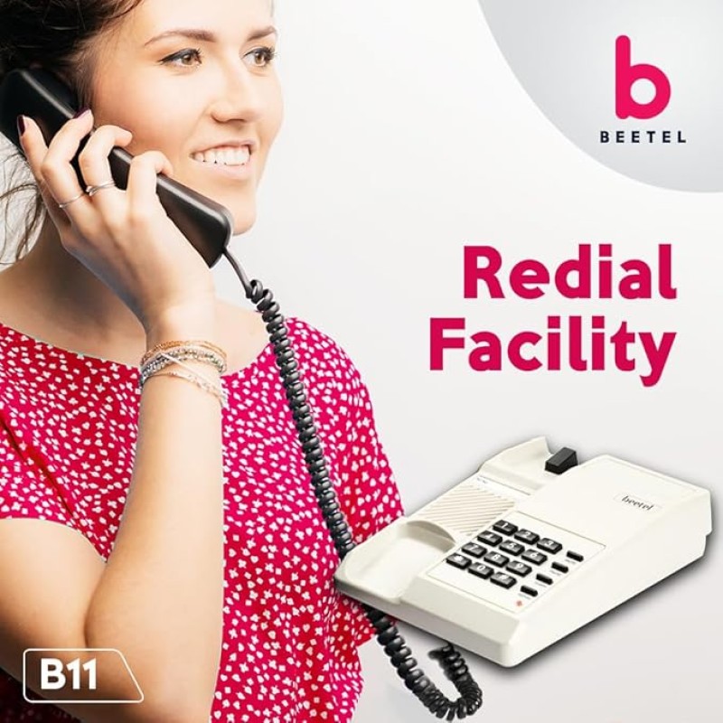 Beetel B11 Corded Landline Phone, Ringer Volume Control, LED Ring Indication, Wall/Desk Mountable, Classic Design, Clear Call Quality, Mute/Pause/Flash/Redial Function (Made in India)(Warm Grey)(B11)