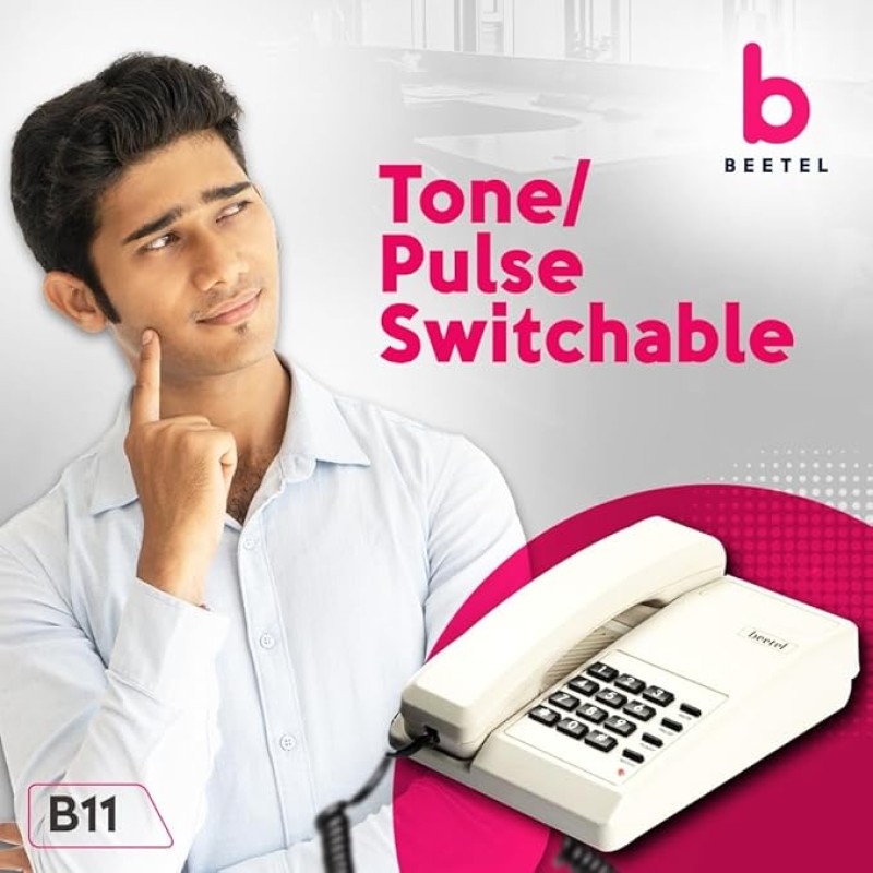 Beetel B11 Corded Landline Phone, Ringer Volume Control, LED Ring Indication, Wall/Desk Mountable, Classic Design, Clear Call Quality, Mute/Pause/Flash/Redial Function (Made in India)(Warm Grey)(B11)