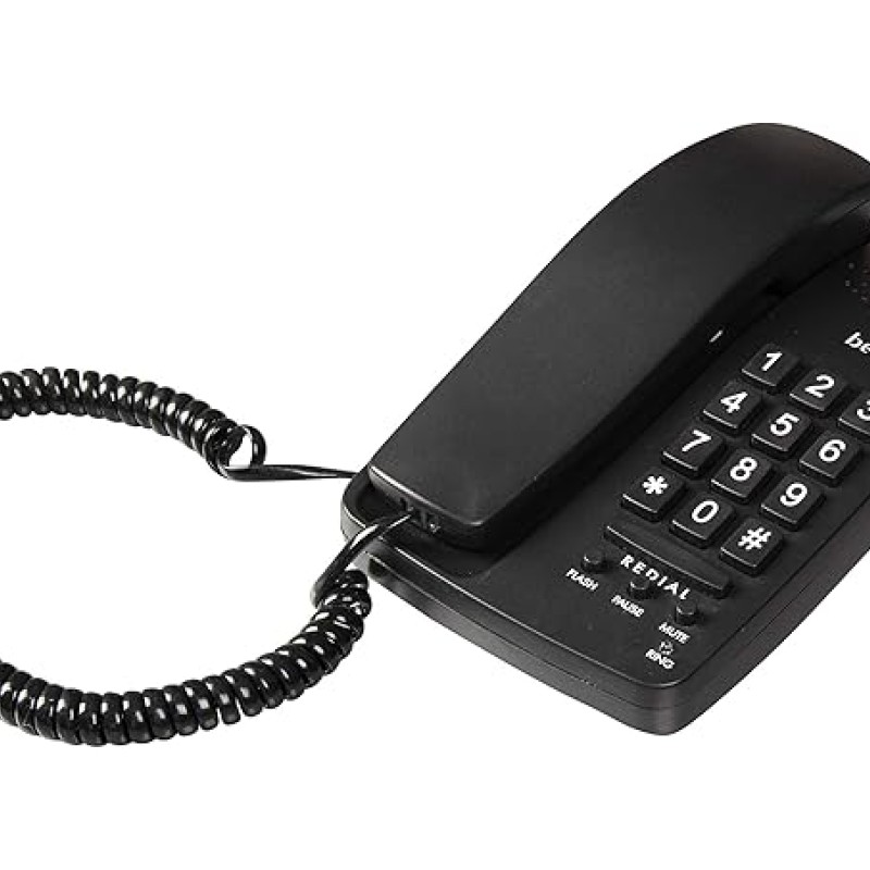 Beetel B15 Corded Landline Phone,Ringer Volume Control,LED Ring Indication,Wall/Desk Mountable,Bold Buttons Design,Clear Call Quality,Mute/Pause/Flash/Redial Function (Made in India)(Black)(B15)