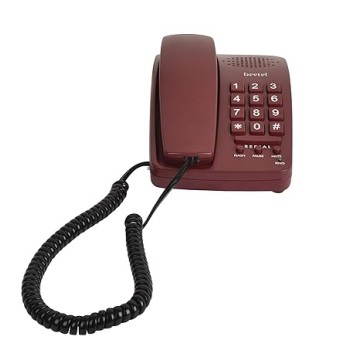 Beetel B15 Corded Landline Phone,Ringer Volume Control,LED Ring Indication,Wall/Desk Mountable,Bold Buttons Design,Clear Call Quality,Mute/Pause/Flash/Redial Function (Made in India)(Dark Red)(B15)