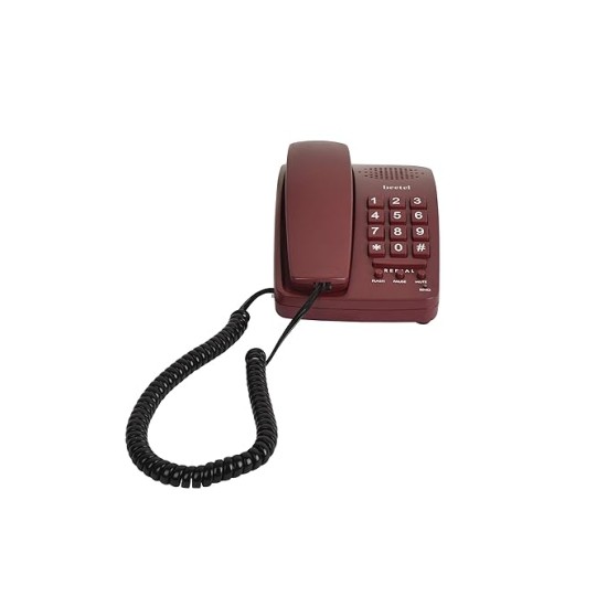 Beetel B15 Corded Landline Phone,Ringer Volume Control,LED Ring Indication,Wall/Desk Mountable,Bold Buttons Design,Clear Call Quality,Mute/Pause/Flash/Redial Function (Made in India)(Dark Red)(B15)
