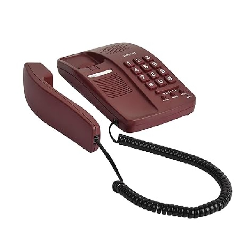 Beetel B15 Corded Landline Phone,Ringer Volume Control,LED Ring Indication,Wall/Desk Mountable,Bold Buttons Design,Clear Call Quality,Mute/Pause/Flash/Redial Function (Made in India)(Dark Red)(B15)